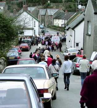 Down the hill to bridge over leat
