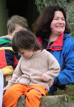 Mother & daughter in crowd