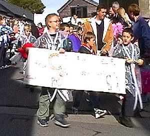 Boys with banner