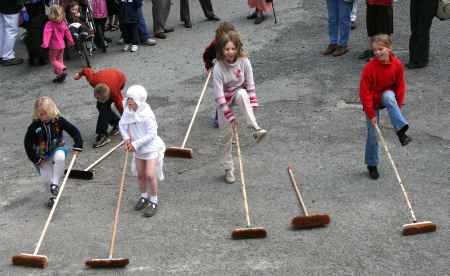 Broom dancing - one walks away!