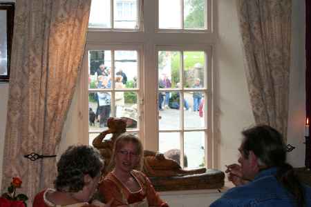 The view from inside the Seven Stars Inn