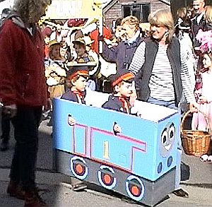 Two lads in train box