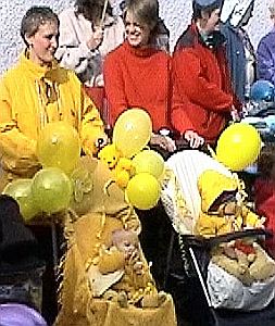 Crowd with balloons